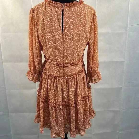 She and Sky Lined Coral Ruffle Dress - Picture 2 of 7